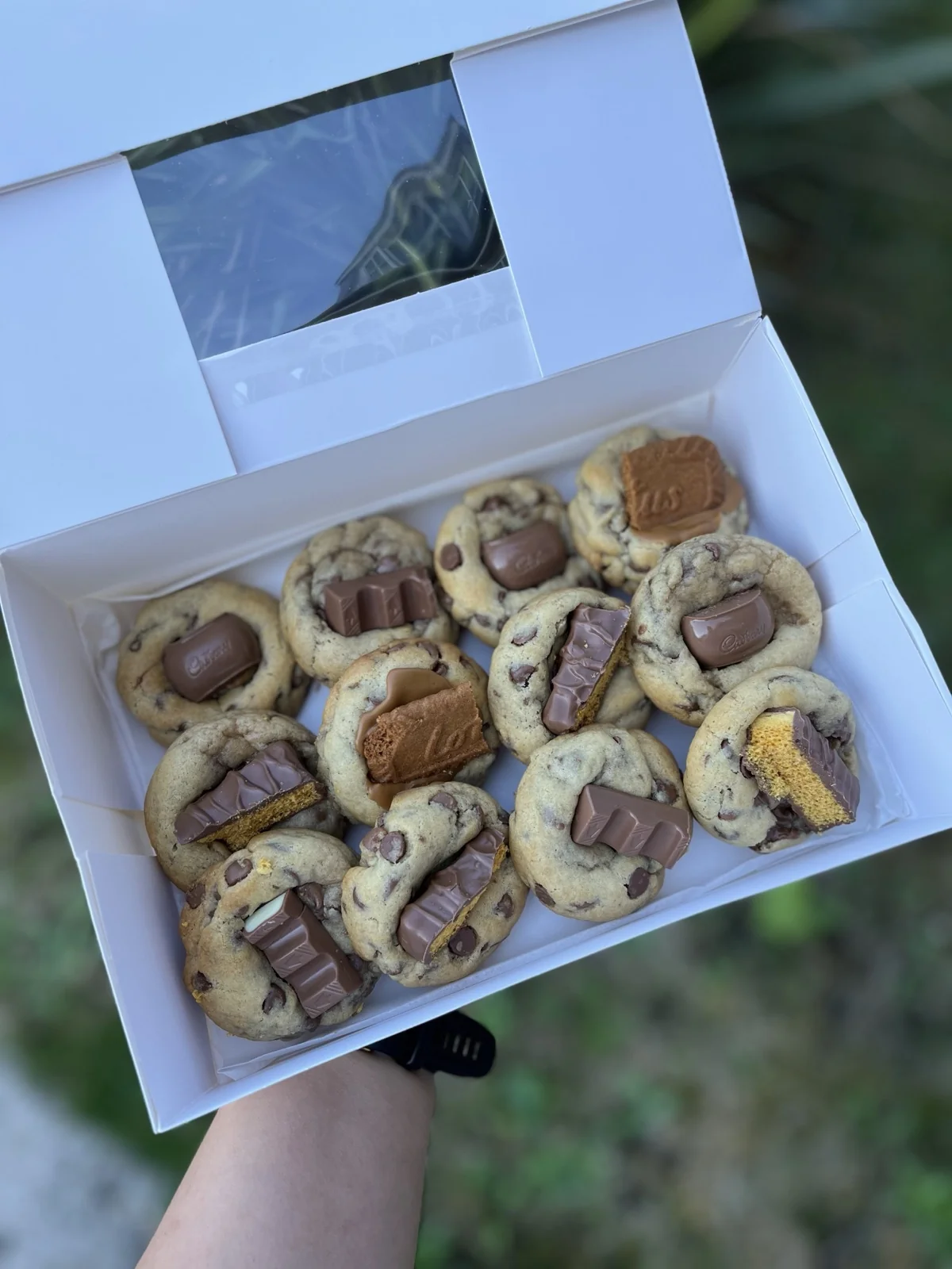 Mini cookie box — a gift box filled with bite-size chocolate chip mini cookies